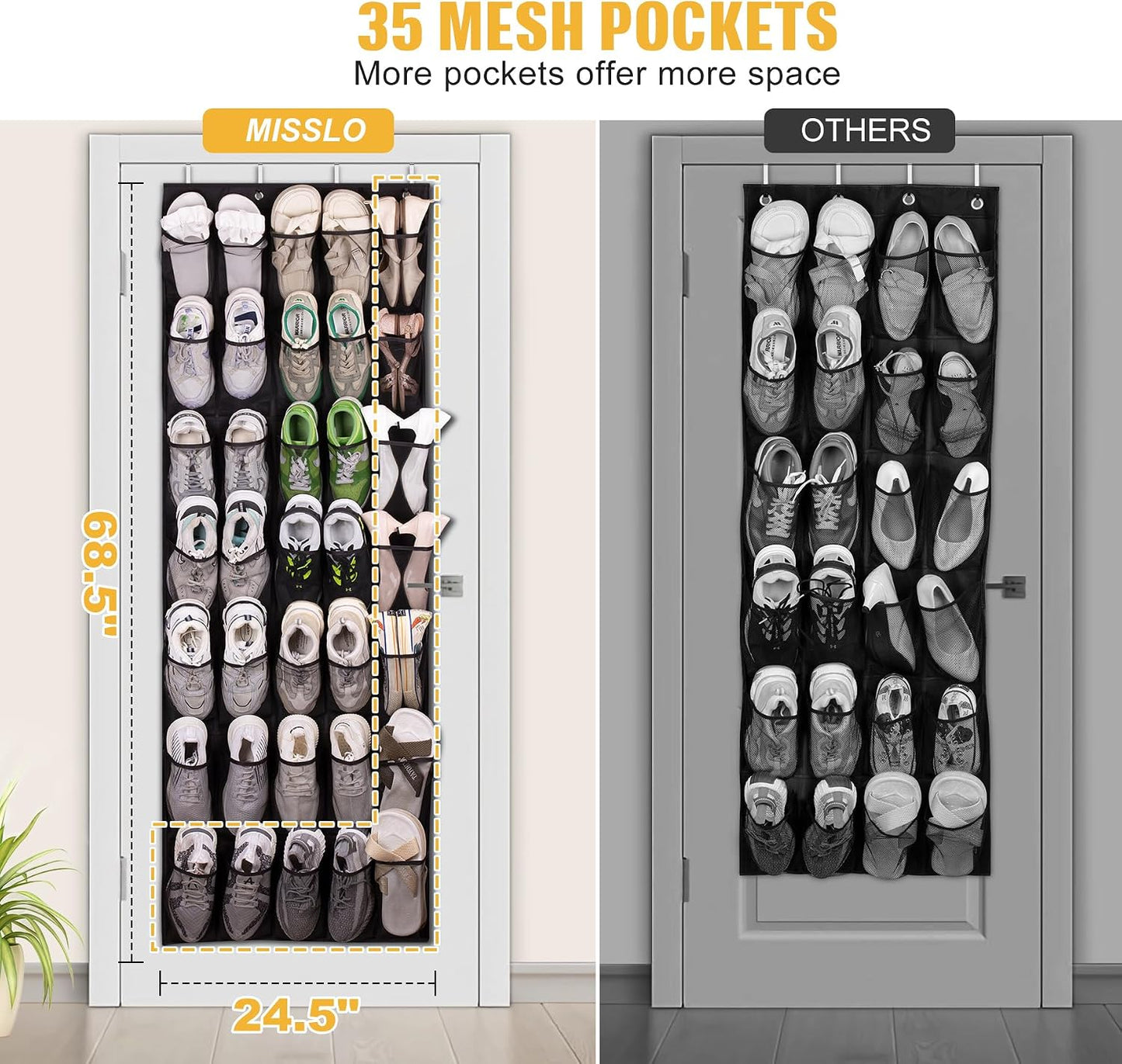 Organiz. zapatos puerta 35 bolsillos resistente Oxford