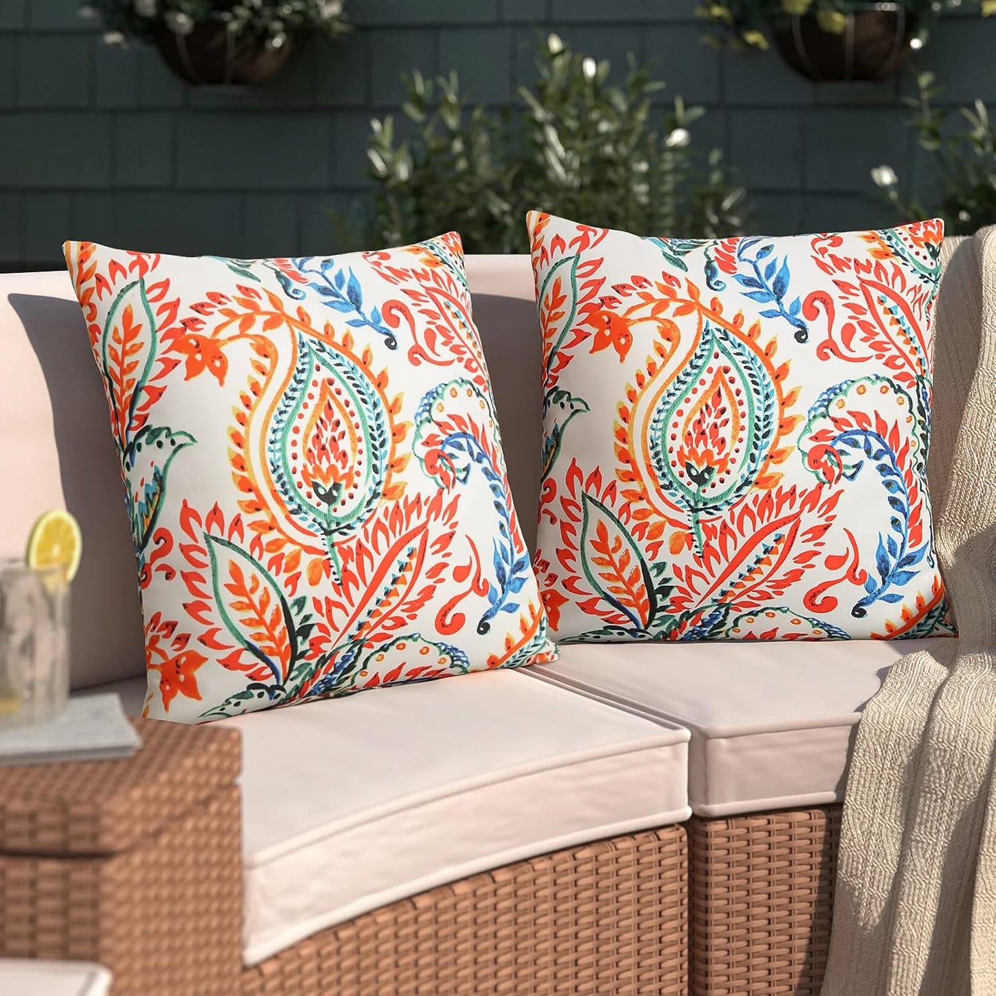 2 Pzas Fundas Almohada Impermeables 18x18" Jardín