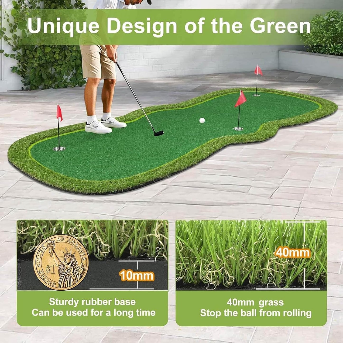 Alfombra golf practicar putt profesional grande con copa
