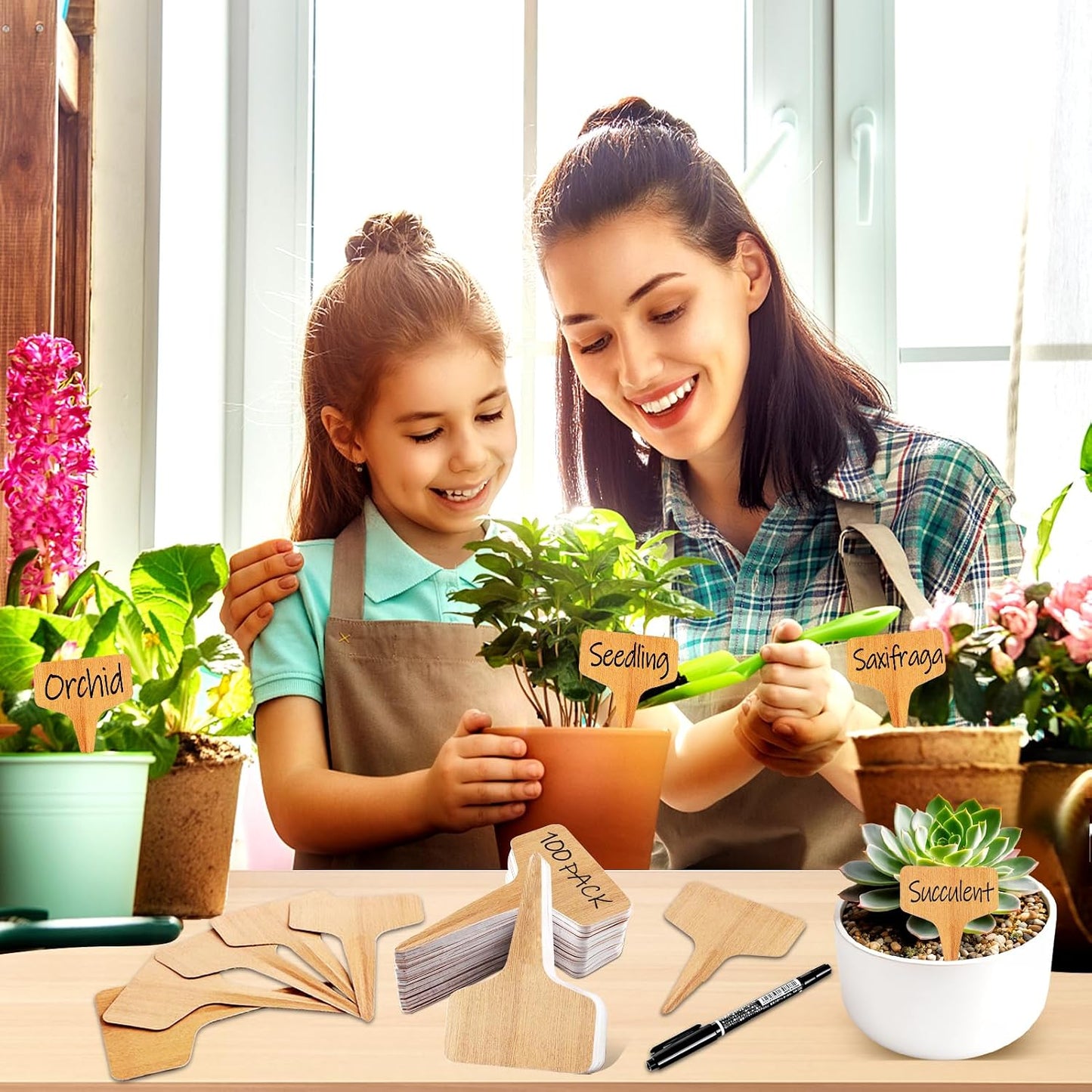 100 Pzas Etiquetas Plástico para Jardín Impermeables