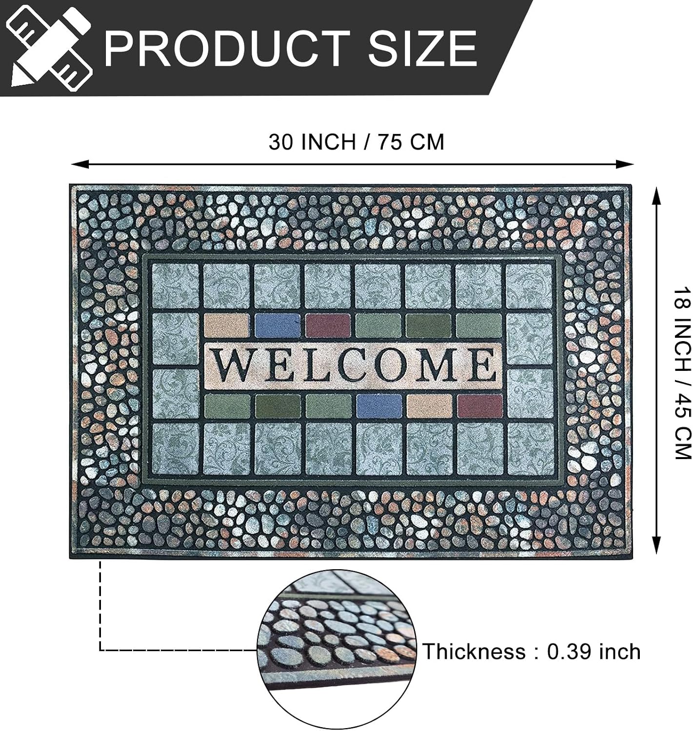 Tapete entrada rectangular 18x30" puerta grande resistente