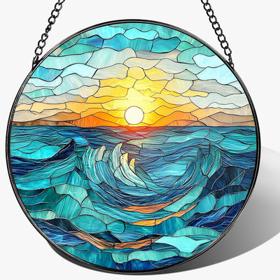 Colgante vidriera 8pulg decoración hogar amantes amanecer