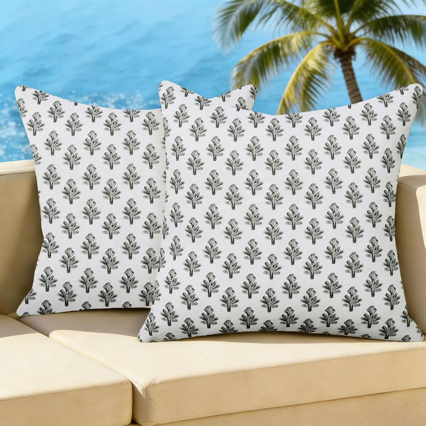 Fundas almohada 20x20" set 2 estampado negro impermeables