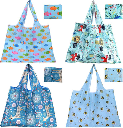 Bolsas compras reutiliz. plegables 50lb poliéster lavables