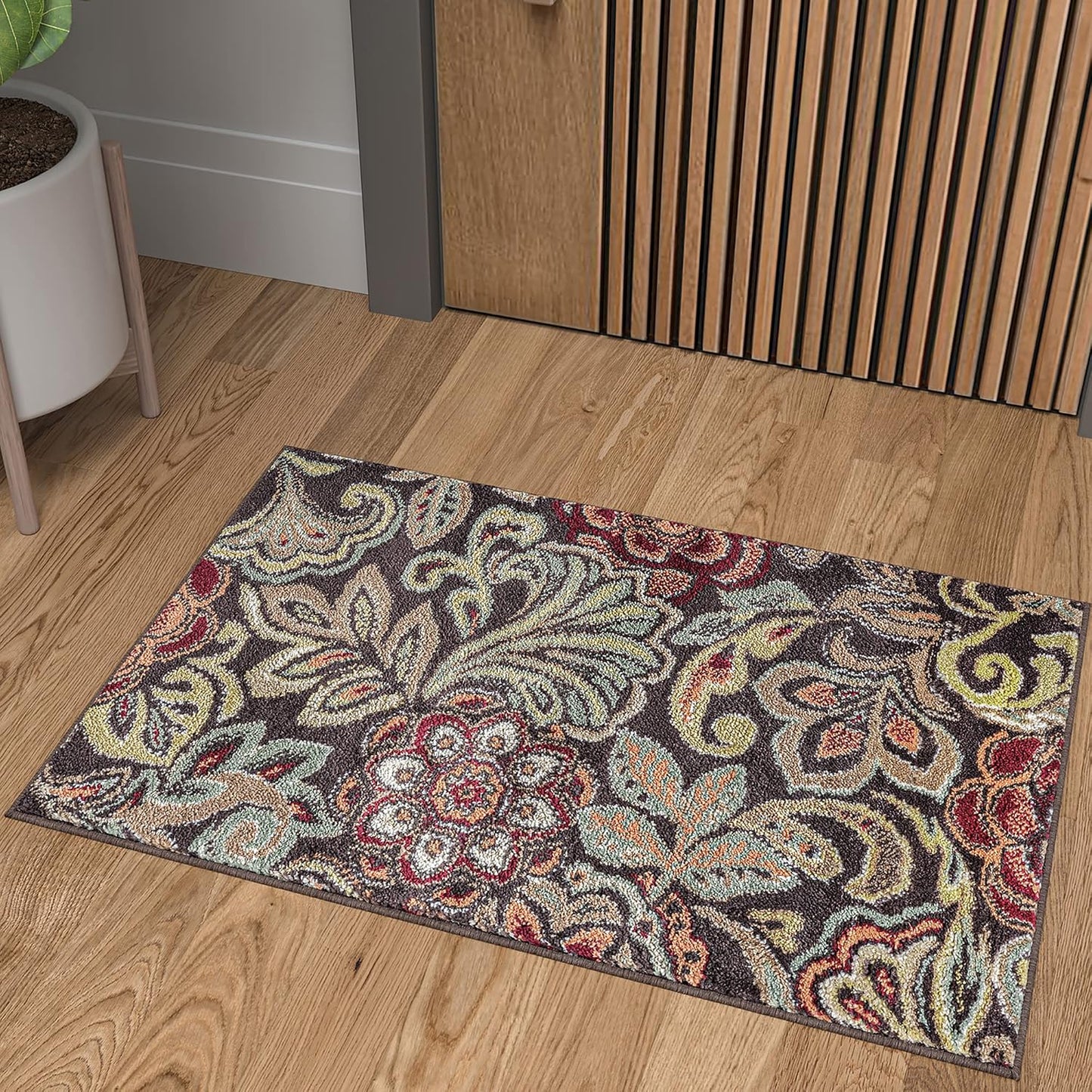 Alfombra rectangular rústica 2x3ft marrón respaldo yute