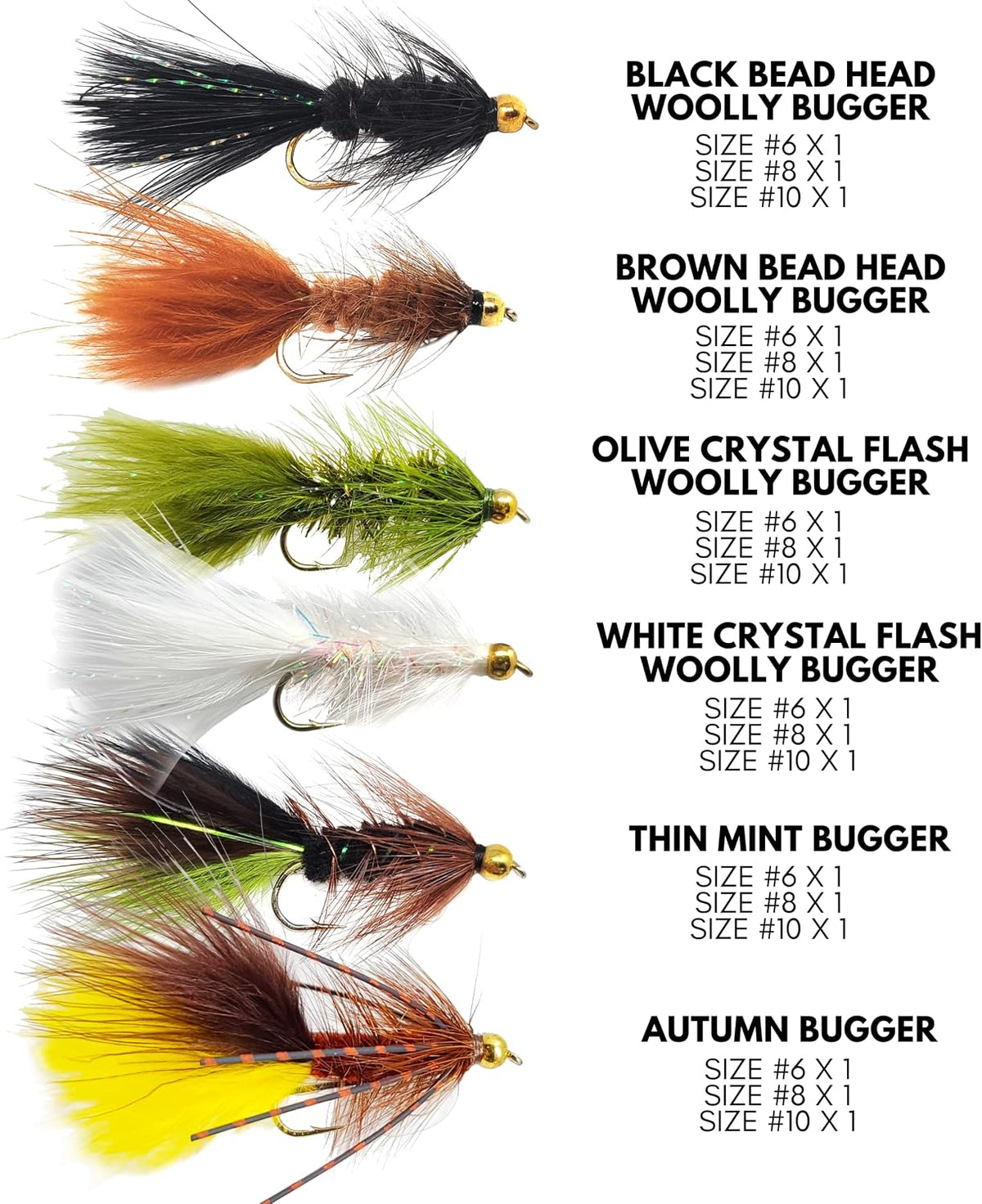 Moscas para pesca trucha Woolly Bugger Surtido