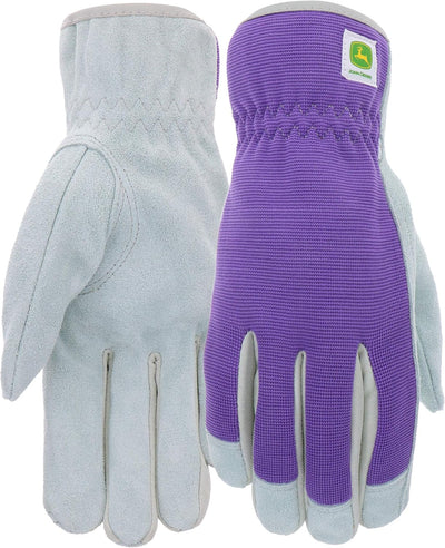 Guantes cuero vaca mujer resistentes abrasión morado gris