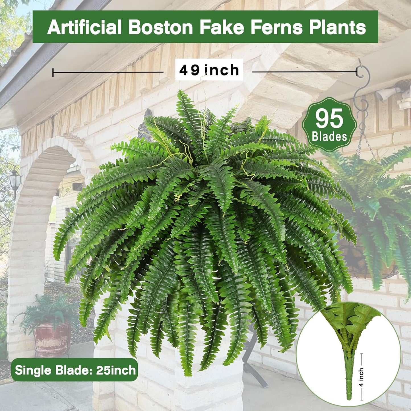 Arbusto Helecho Boston Seda 49" Exteriores Oficina