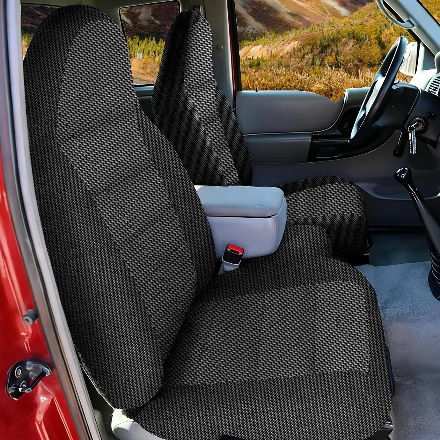 2 Pzas Fundas Asiento Alto Tela 60/40 Ford Ranger XL Negro