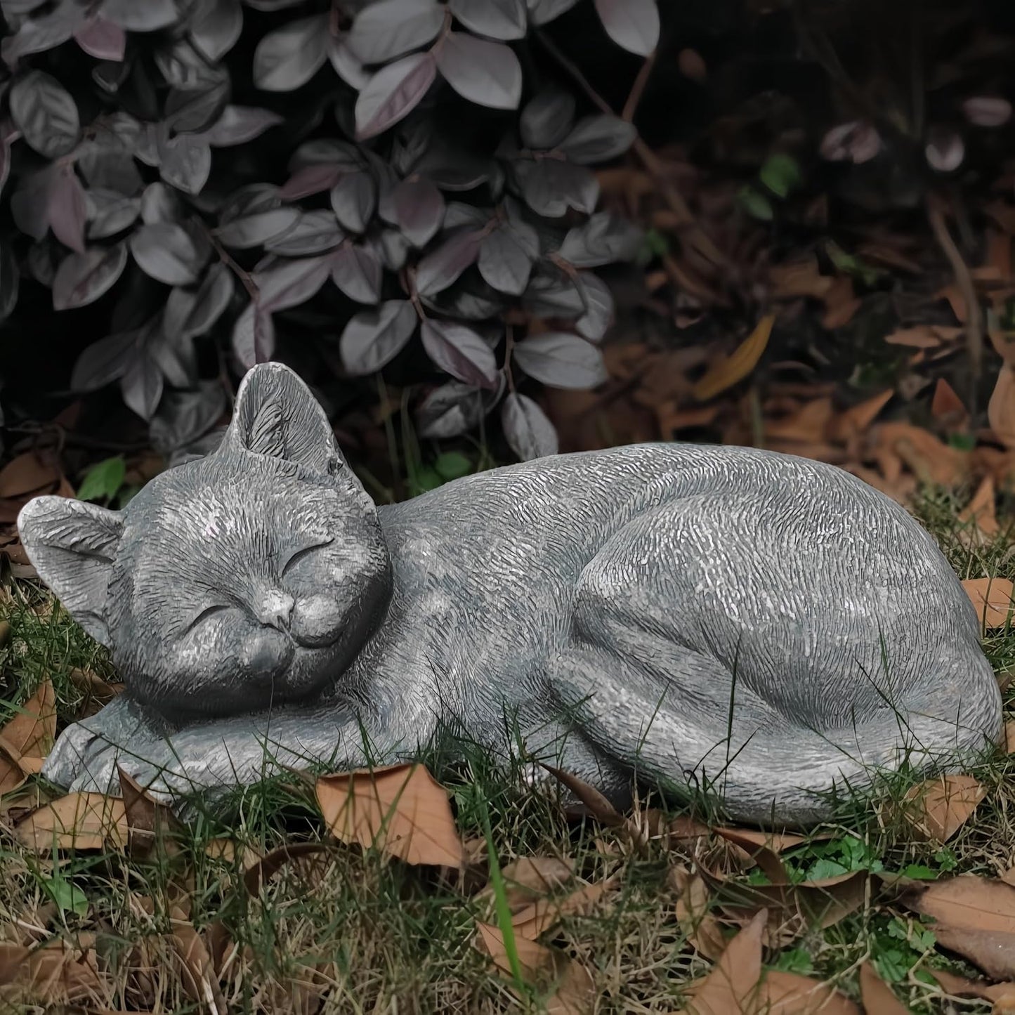 Estatuas gato durmiendo decoración jardín patio