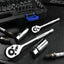 69 Pzas Set Llaves Vaso 1/4 y 3/8 con Trinquete Cromo