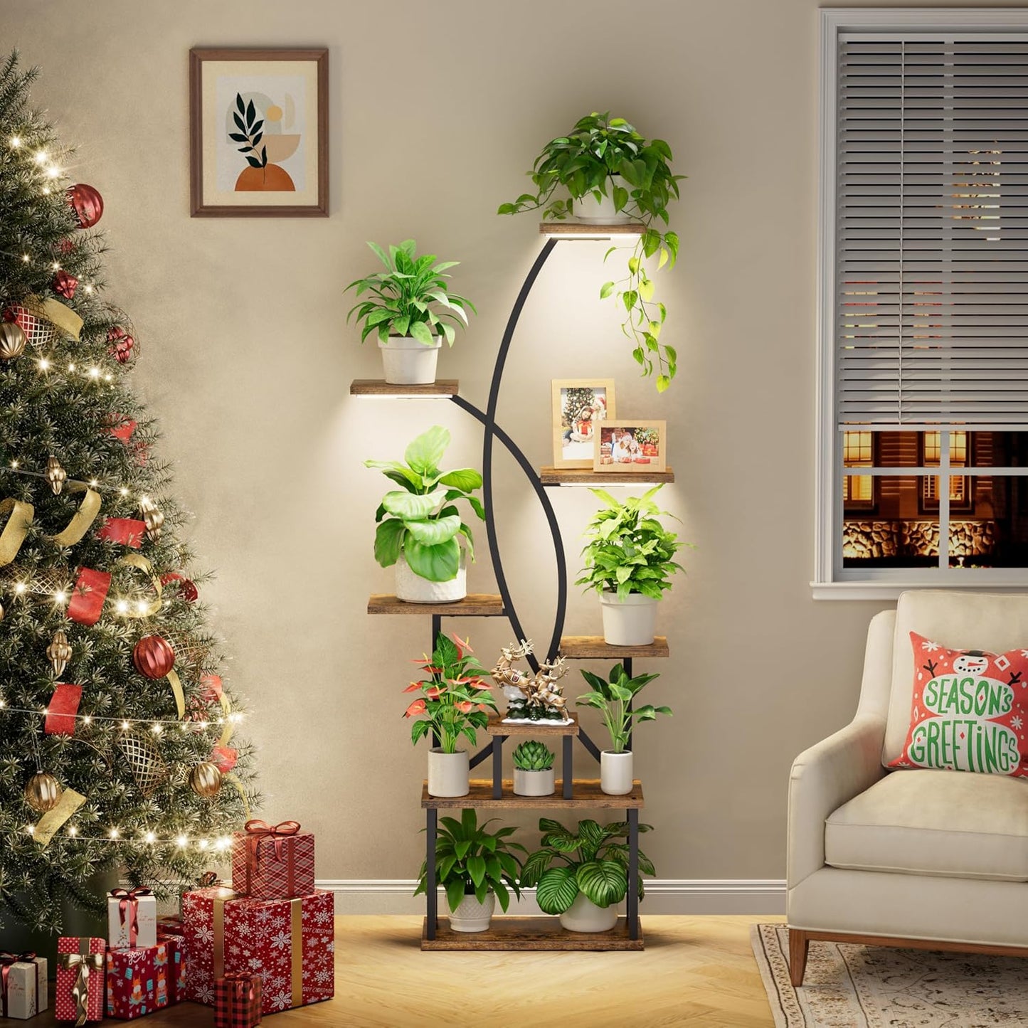 Soporte plantas interior luz crecimiento estante 8 niveles 65pulg