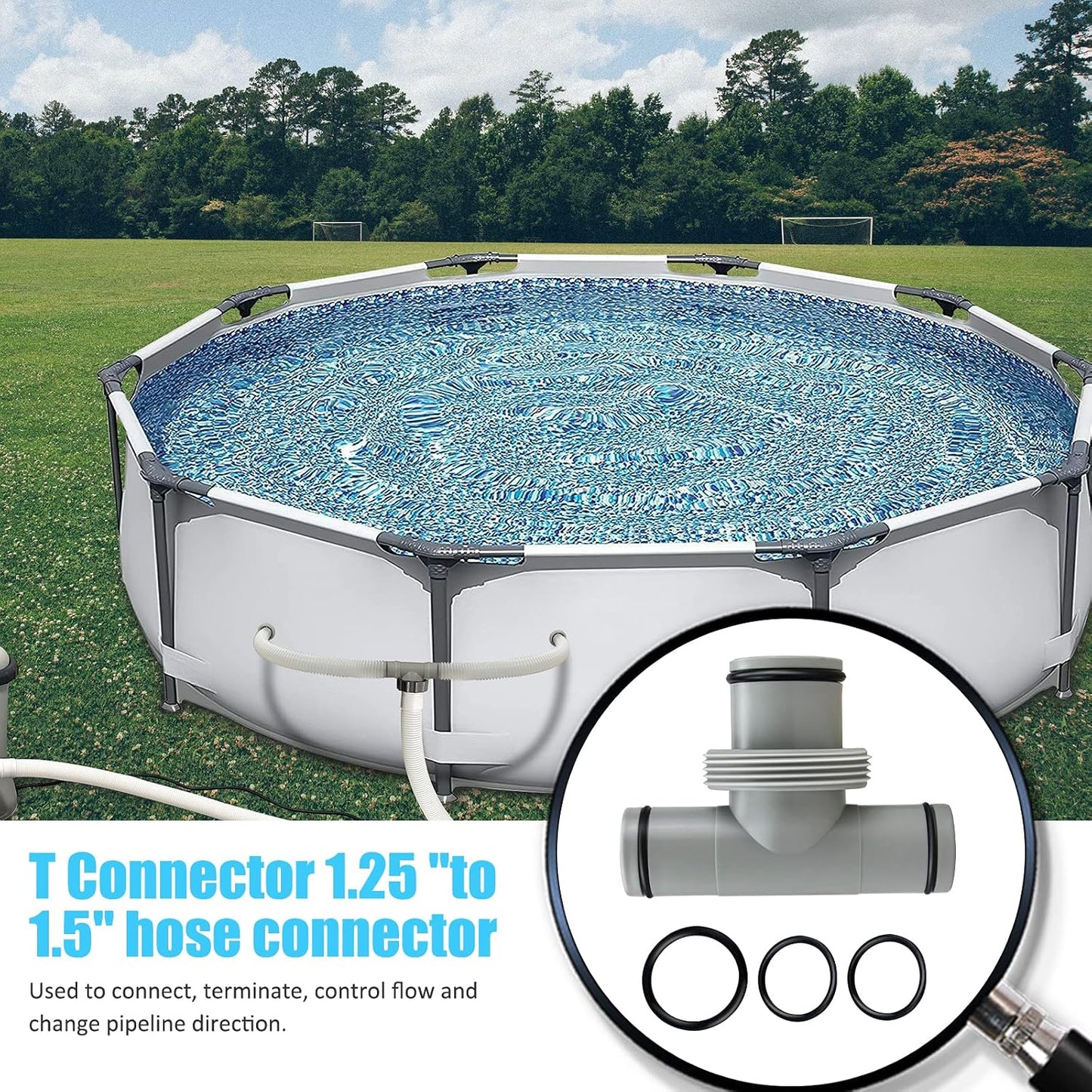 Conector manguera piscina junta T 1.5 a 1.25" 3 cabezas