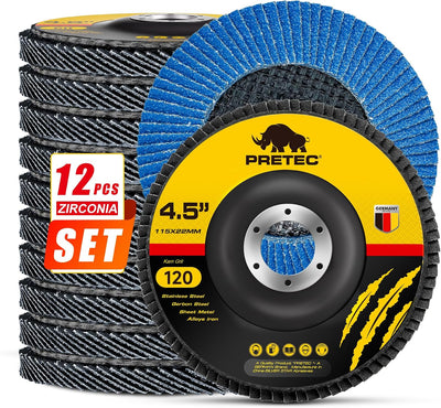12 Discos Solapa 4.5x7/8 pulg Circonita Tipo 27 Lijado