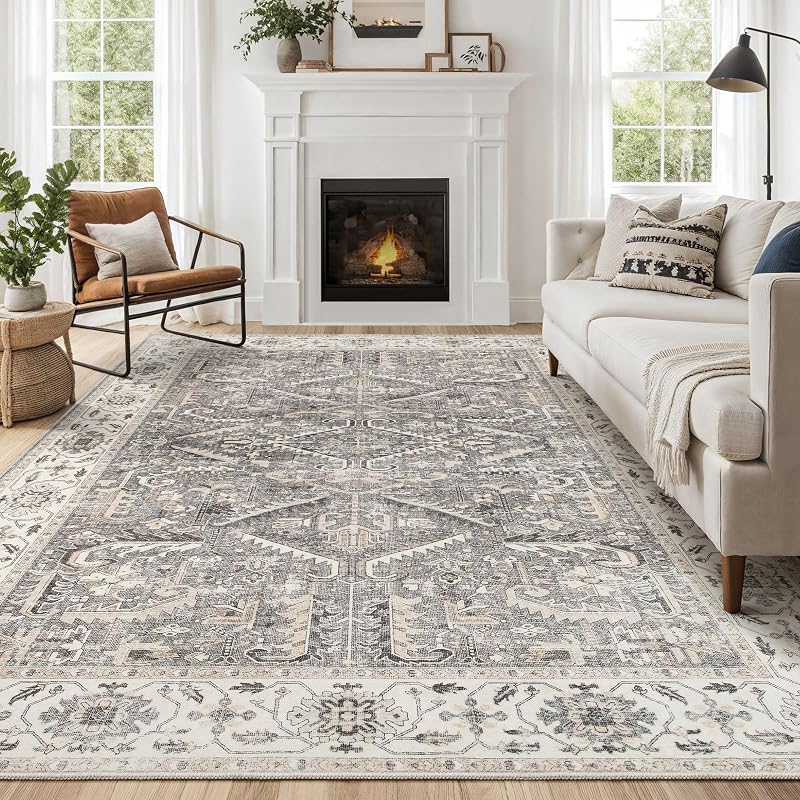 Alfombra sala 7x9ft lavable suave vintage antiderrap