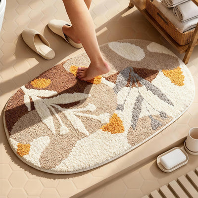 Alfombra baño floral antideslizante suave bohemia moderna