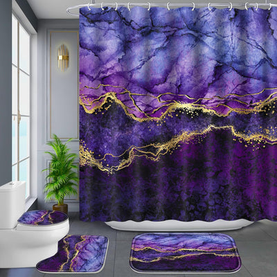 Juego 4 cortinas ducha baño color morado con ganchos