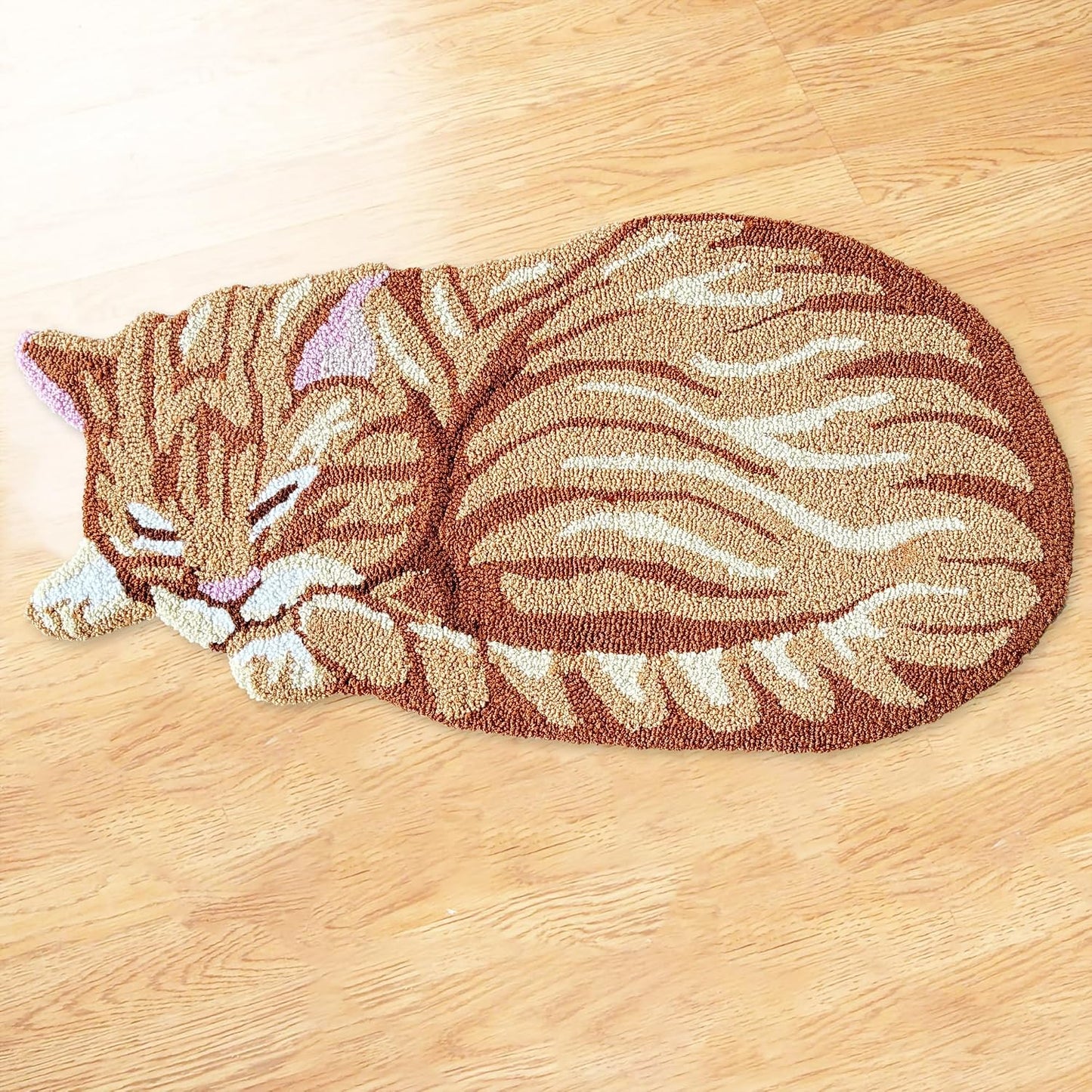Alfombra gato tejida a mano 35x17pulg decoración