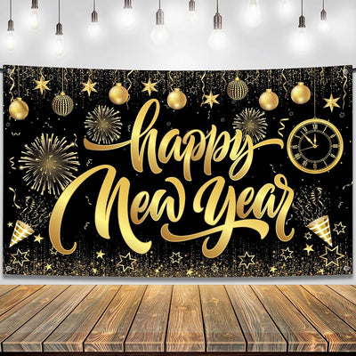 Cartel Feliz Año Nuevo 72x44pulg 2026 Decoración Nochevieja
