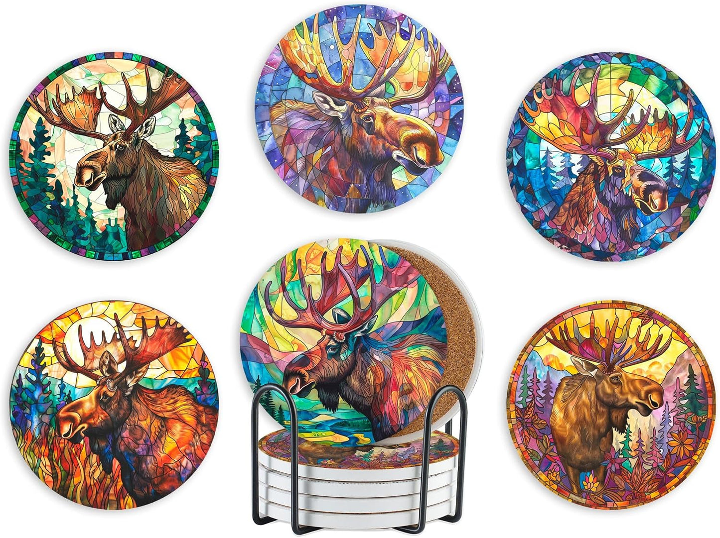 Set 6 regalos alce cerámica con caja regalo decoración hogar