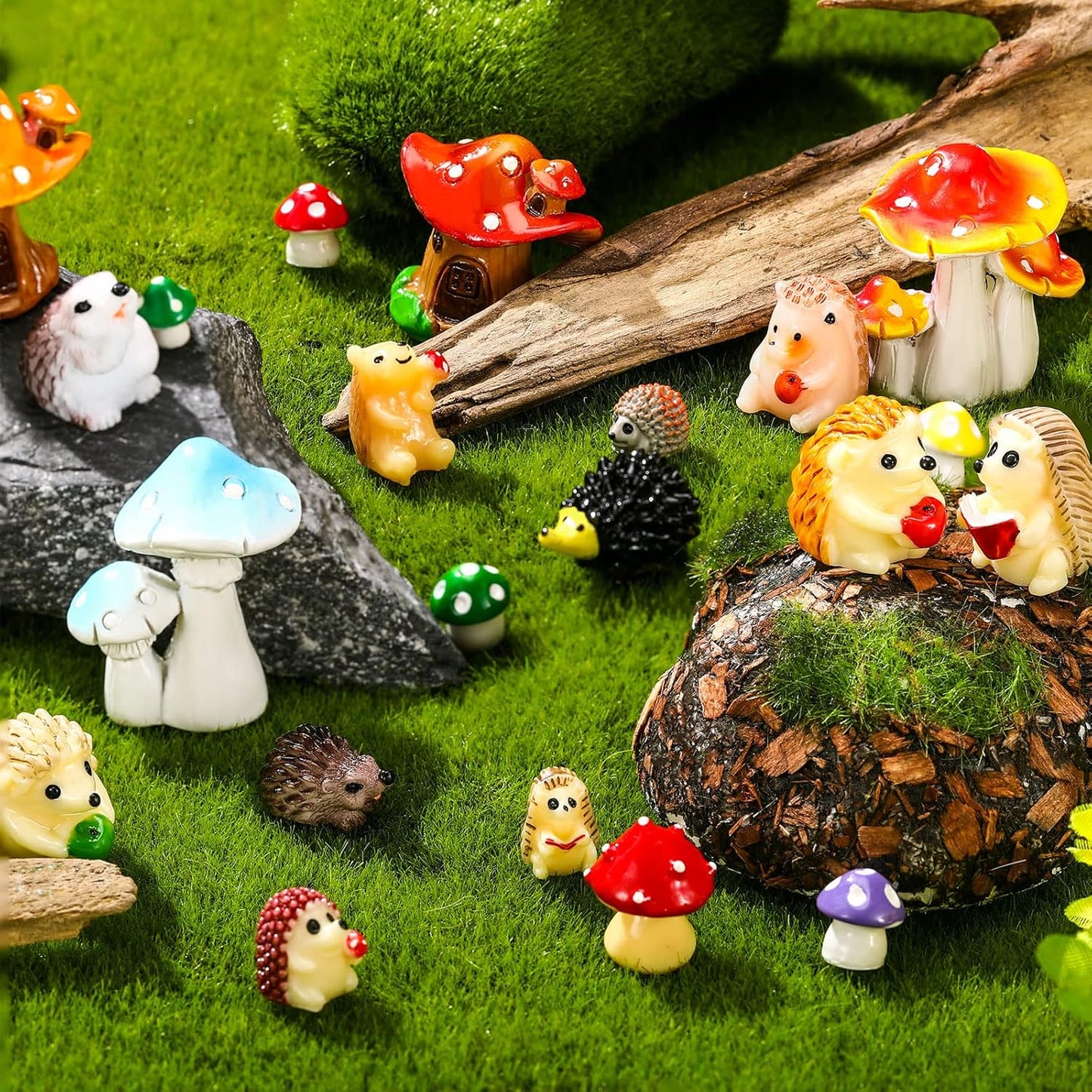 30 Pzas Accesorios Jardín Figuras Resina Hadalas Setas Erizos