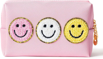 Bolsa maquillaje cosmética universitaria rosa con cremallera