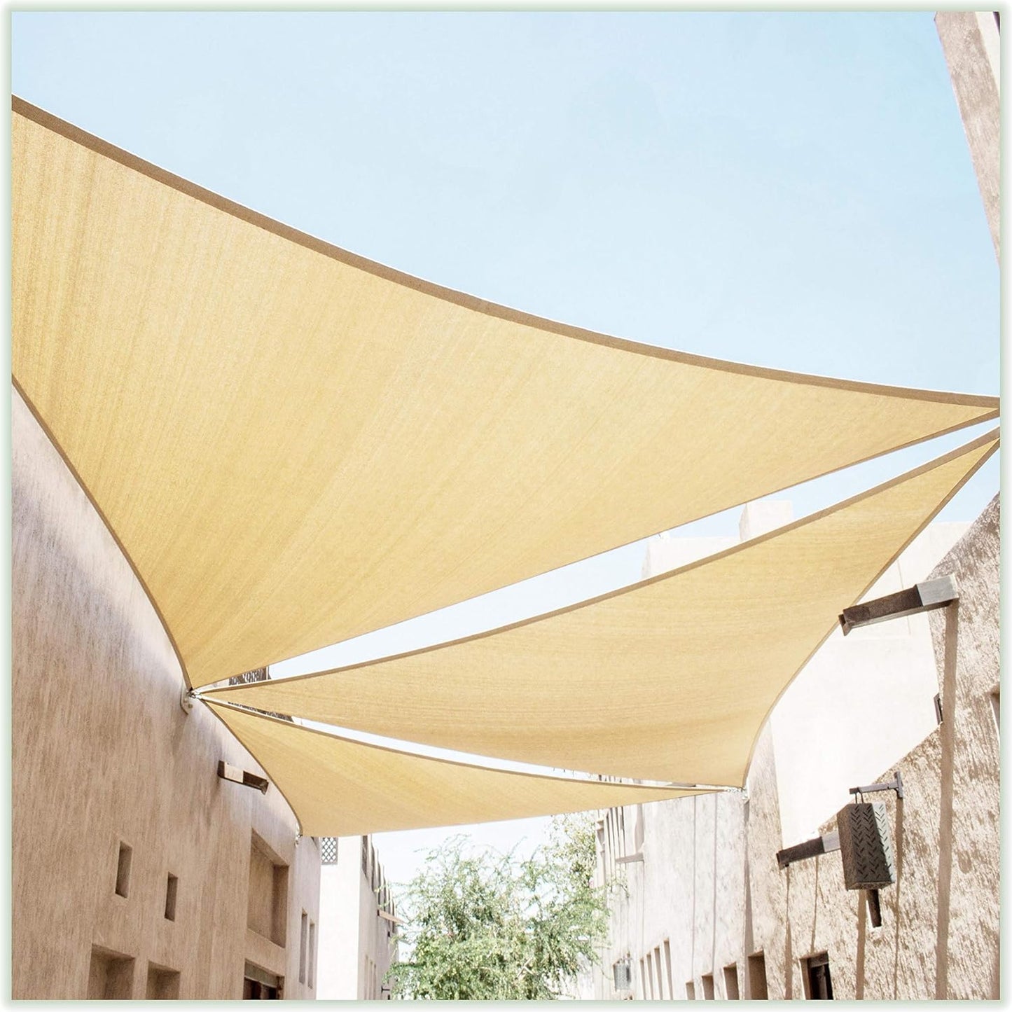 Toldo sombra solar triangular 18x18x25.5ft tela beige