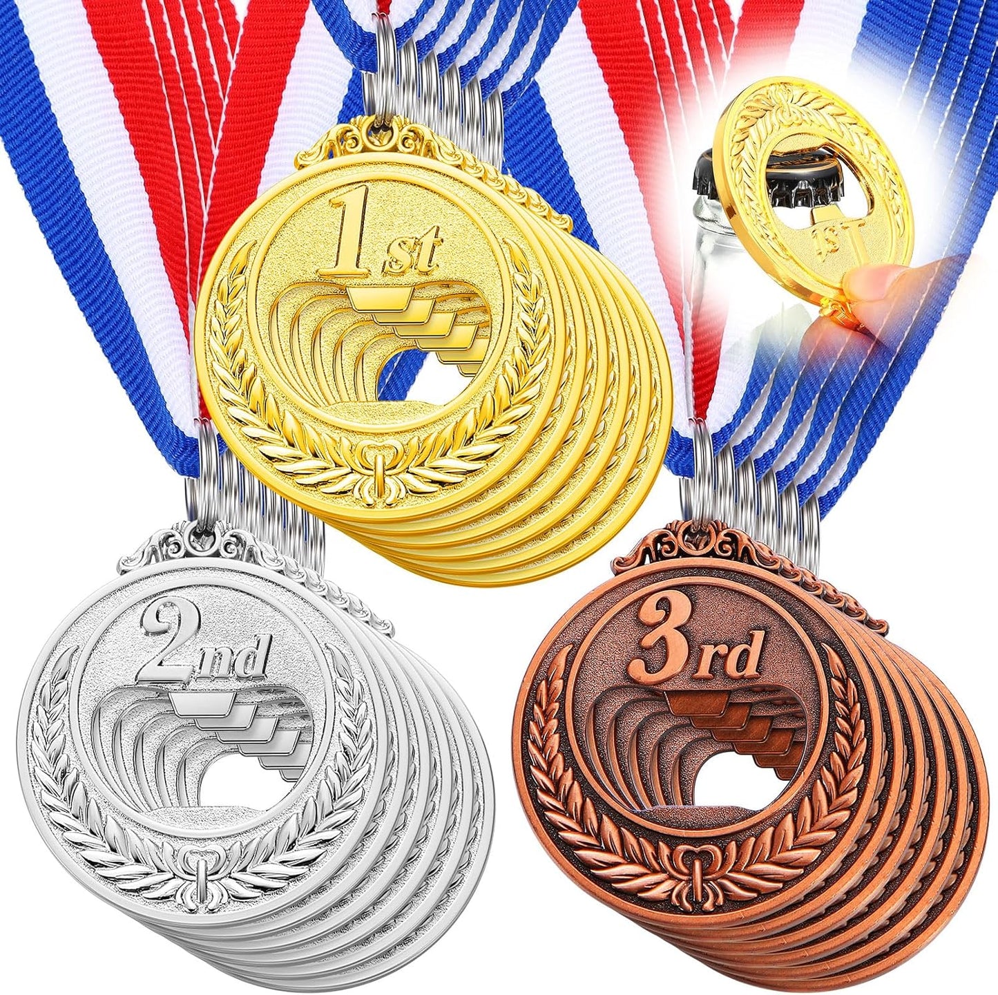 Abrebotellas planas medalla vino oro plata cobre