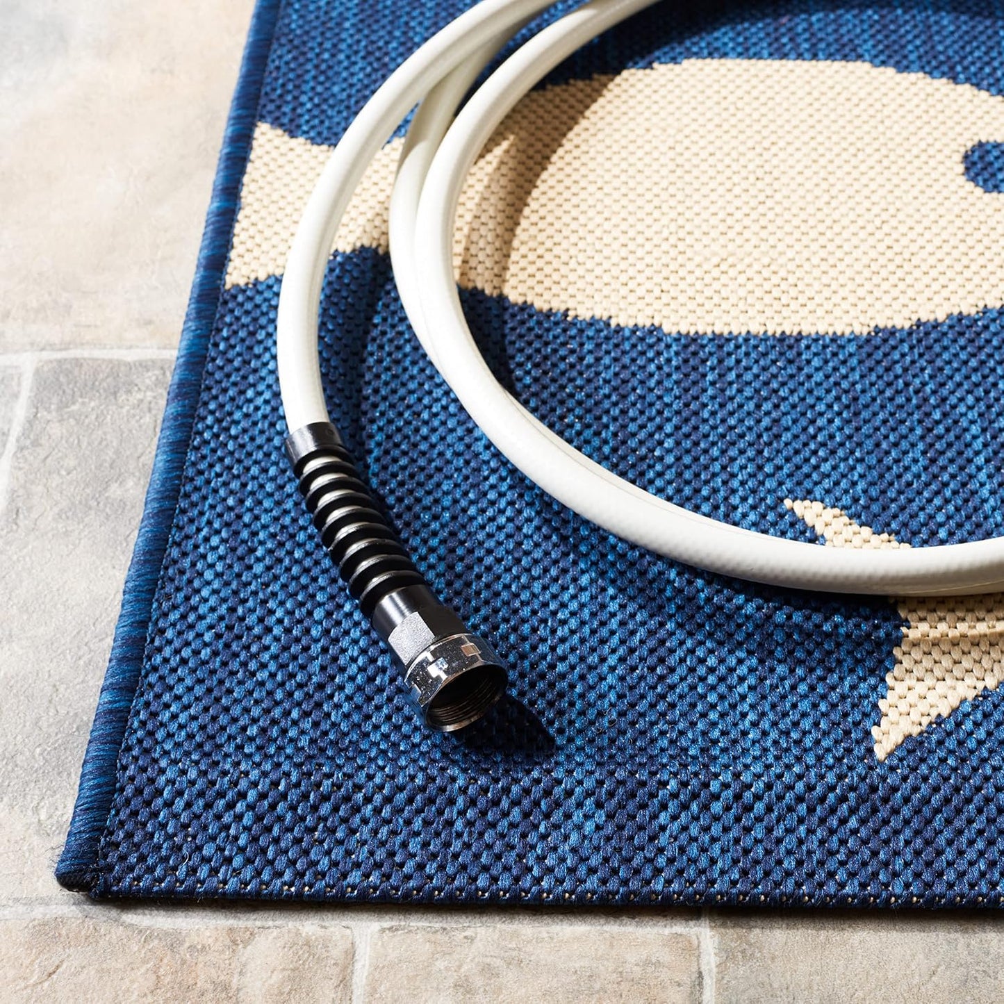 Alfombra lavable exterior 5'3x7'7 azul y beige CY6012-258
