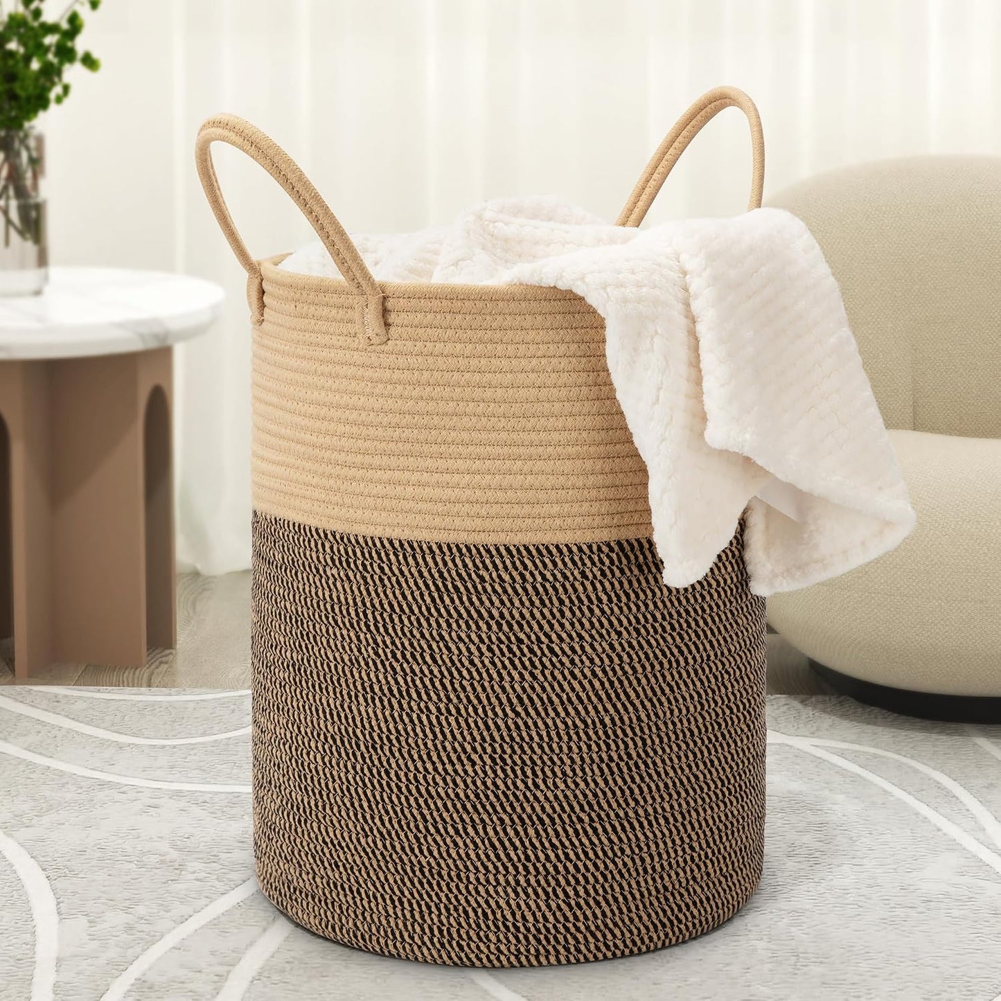 Cesta lavandería algodón 58L 20x15" para ropa sucia