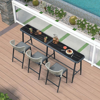 Mesa bar alta exterior rectangular 98" 3 asientos