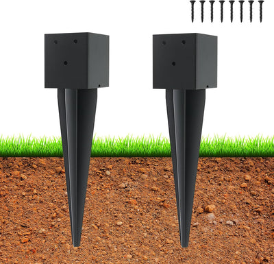 2 Pzas Anclajes Tierra Postes 4x4 16pulg Negro