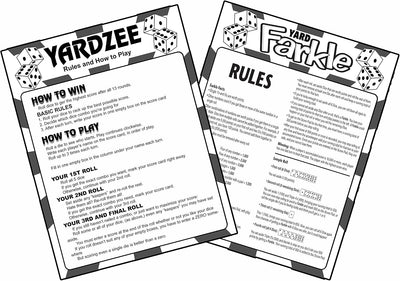 Tarjetas puntuación Yardzee Farkle dados grandes 2 pzas