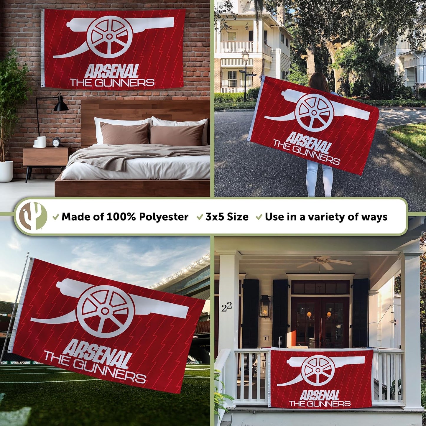 Bandera Arsenal FC 3x5ft poliéster interiores exteriores