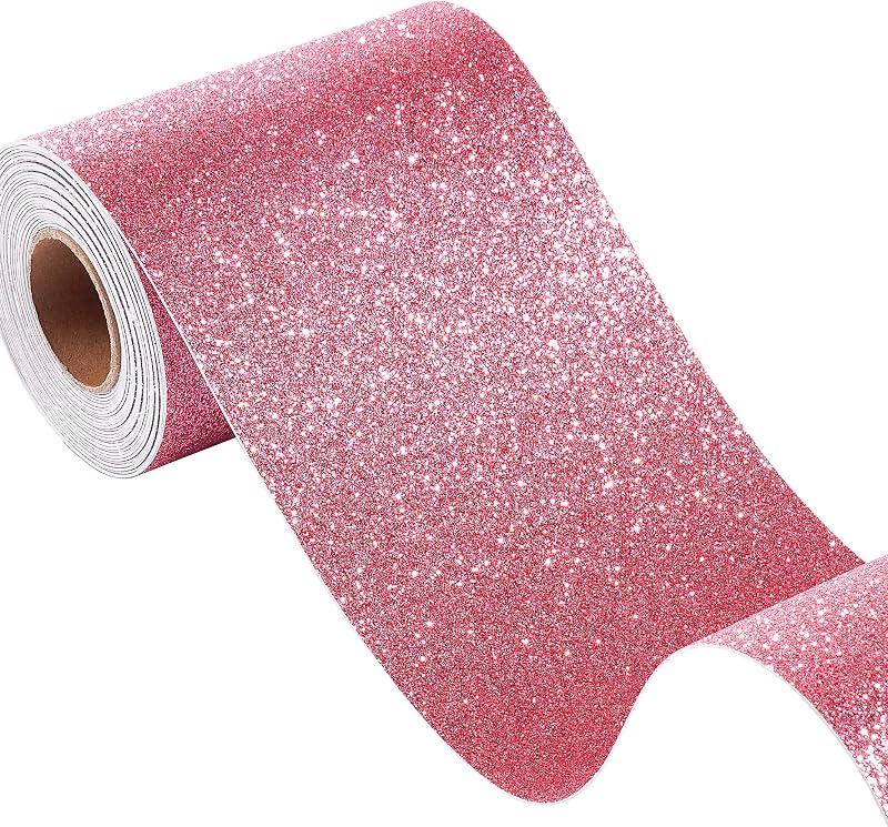 Papel tapiz purpurina rosa dormitorio niña