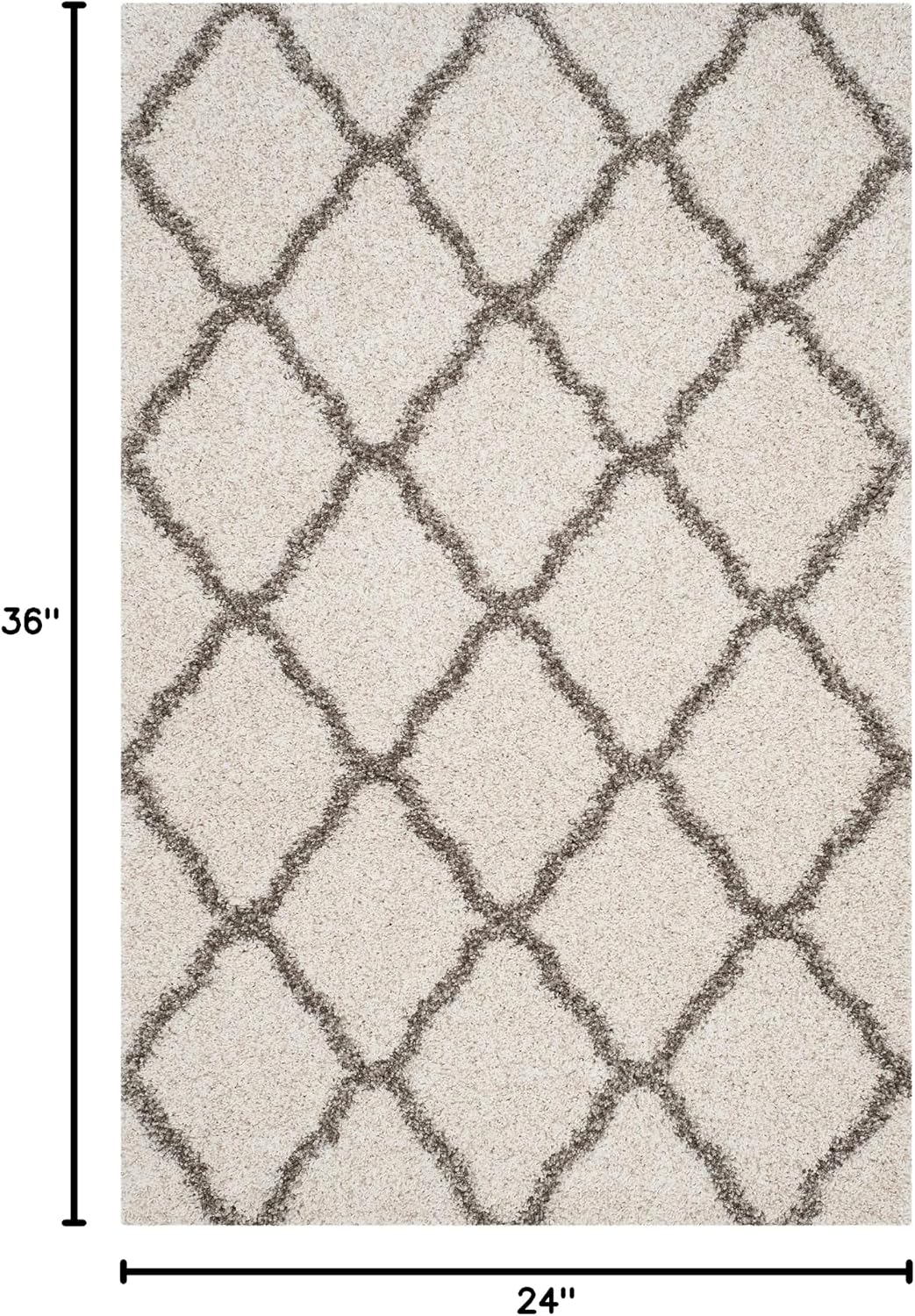 Alfombra felpa 2x3" marfil y gris