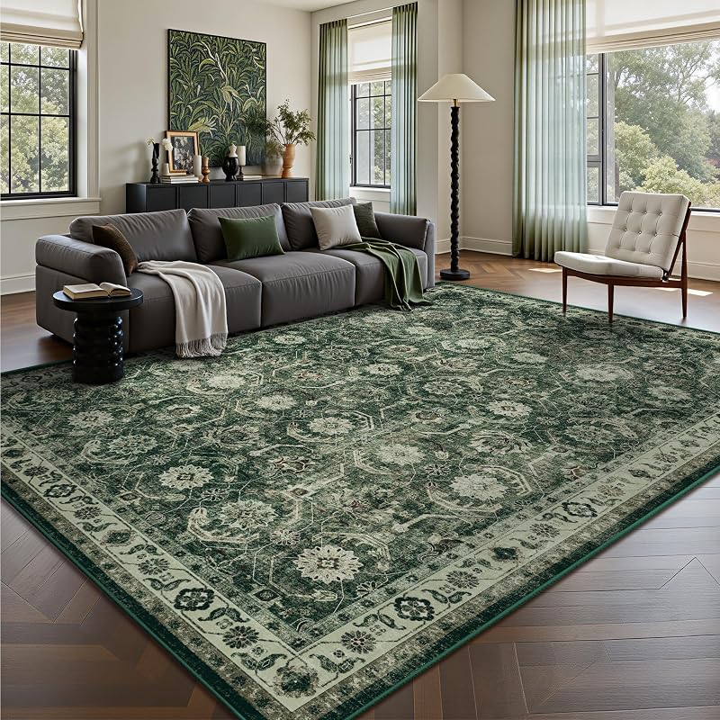 Tapete 5x7ft suave antiderrap pelo corto lavable sala dormitorio verde