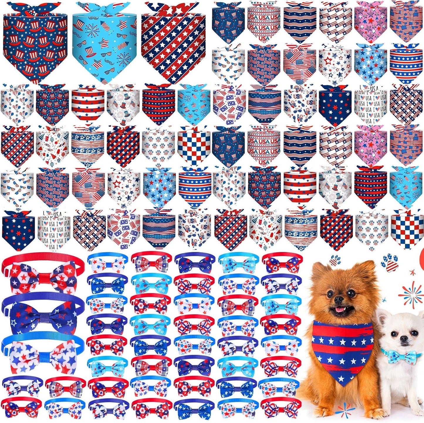 Bandanas patrióticas perros estrellas ajustables 4 de julio