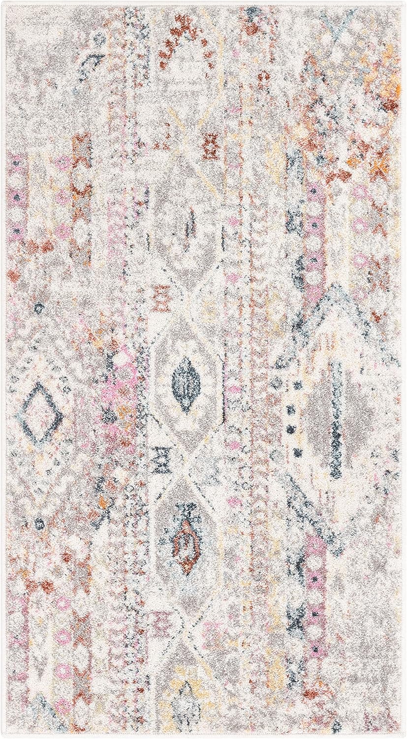 Alfombra bohemia vintage rayas diamante marfil 2x3x3x11"