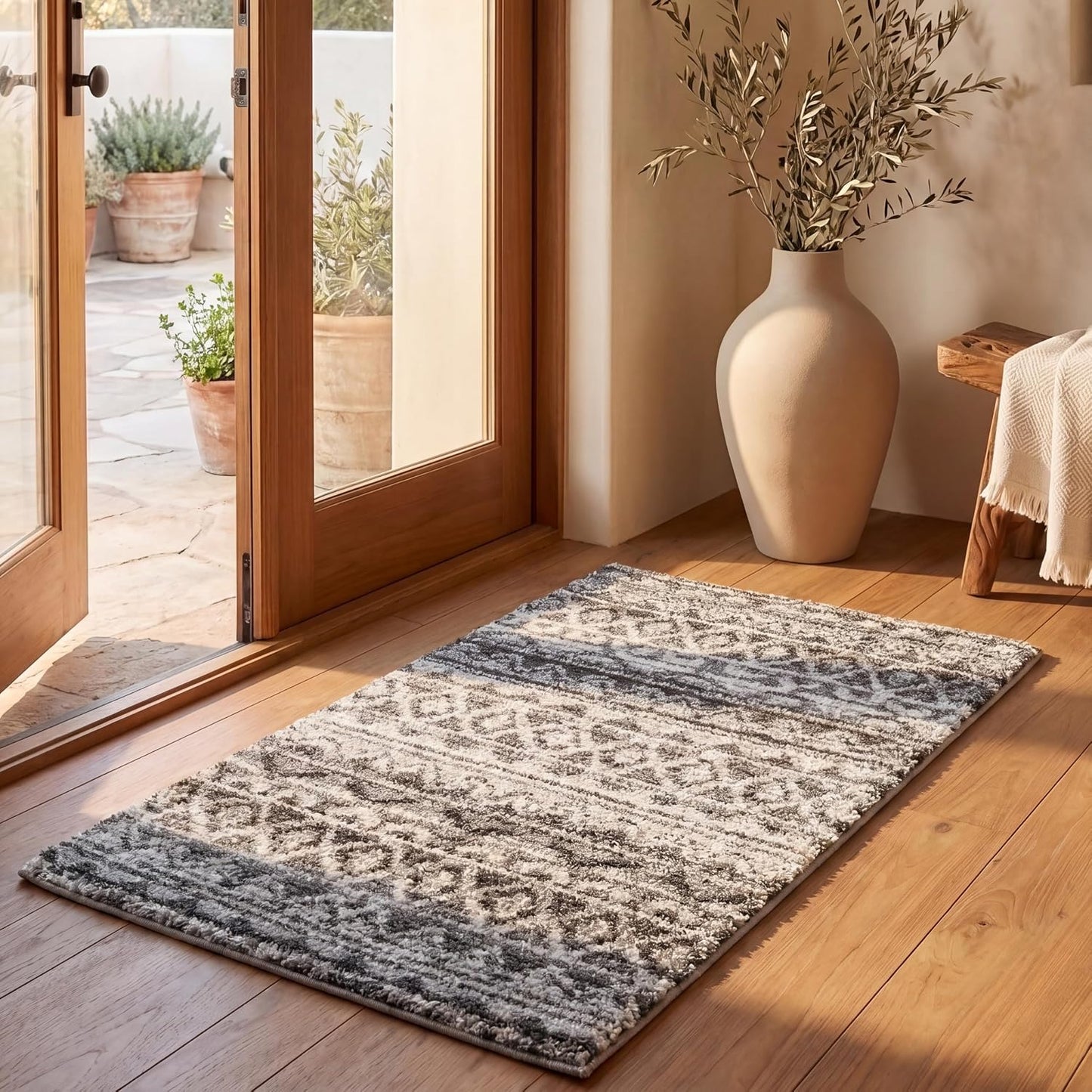 Alfombra Adirondack Safavieh 5x7ft Marfil y Plateado