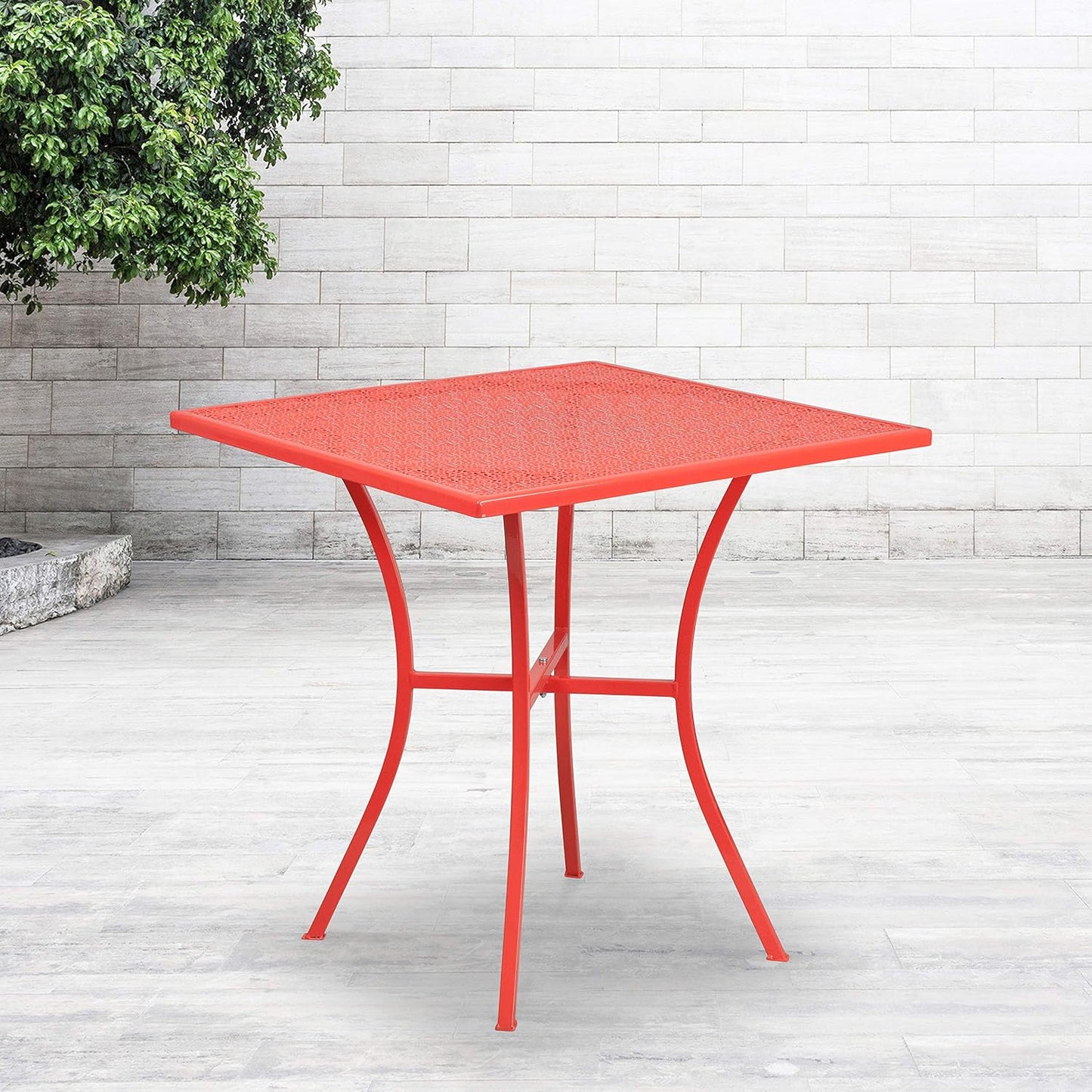 Mesa patio acero coral cuadrada 28" grado comercial Oia