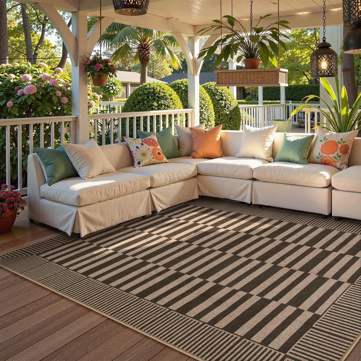 Alfombra yute rayas 5x7ft antiderrap interiores
