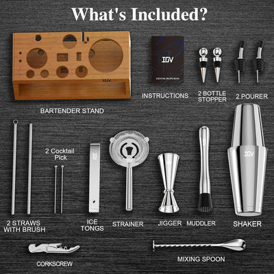 Kit Barman 17 Pzas Boston Shaker 28oz con Accesorios