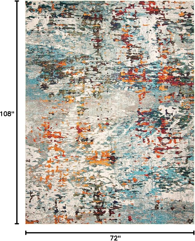Alfombra área 6x9ft gris azul diseño abstracto moderno