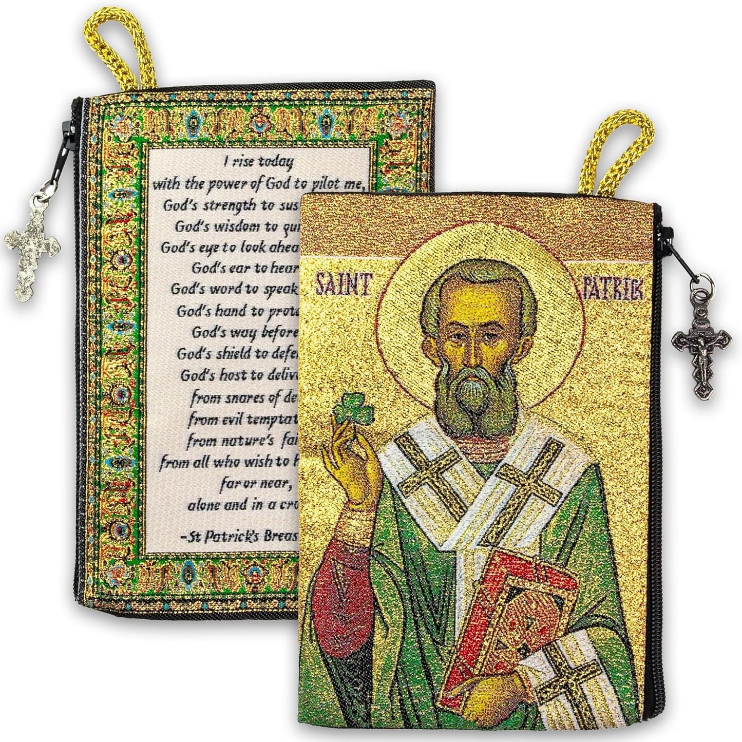 Bolsa rosario católico tejida 4x6" con cruz