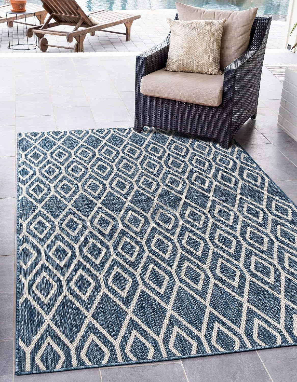 Alfombra exterior turcos e islas 2'2"x3' azul/amarillo