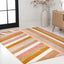 Alfombra retro 5x8ft rayas contemporáneas rojo dorado crema