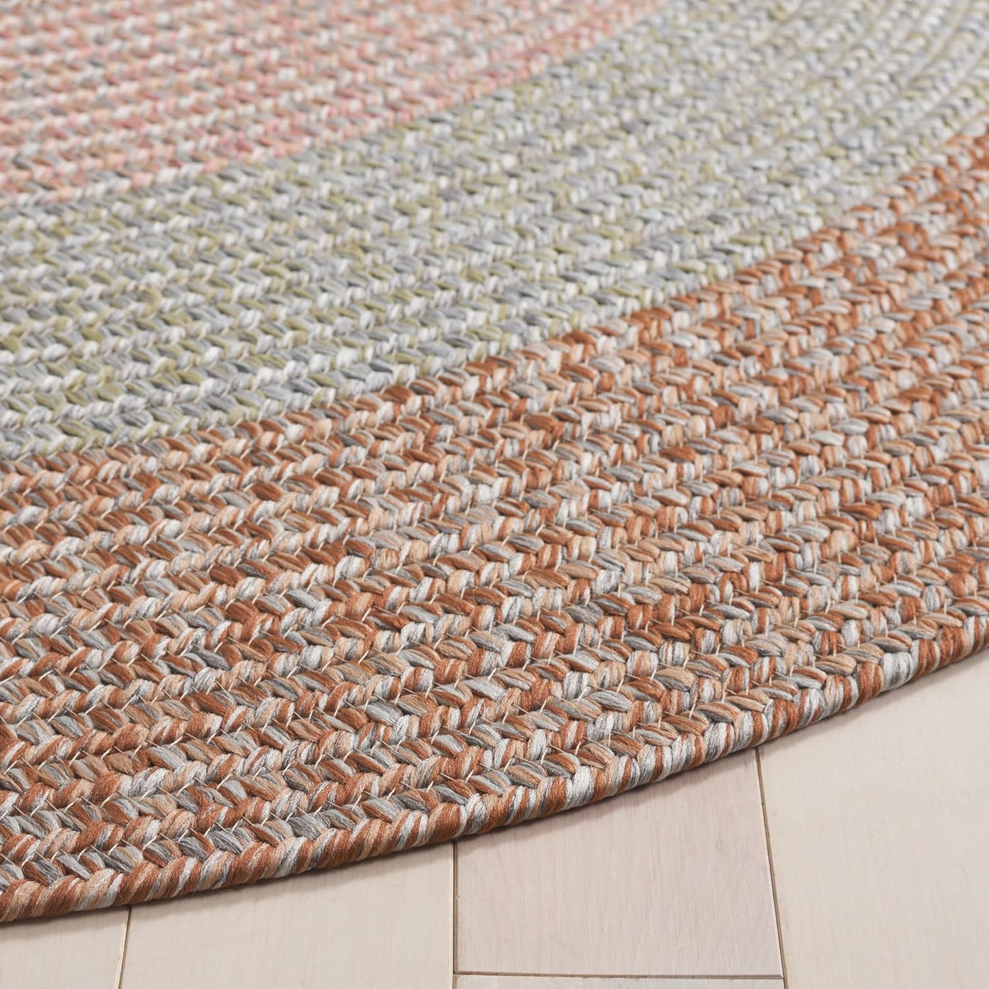 Alfombra exterior lavable trenzada 6x9ft marrón y gris