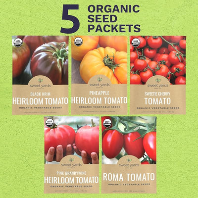 Paquete 5 semillas tomate orgánico Roma Brandywine Krim