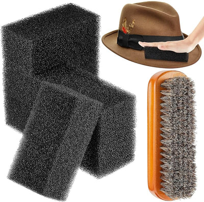 Kit limpieza madera sombrero fieltro cepillo pelo caballo
